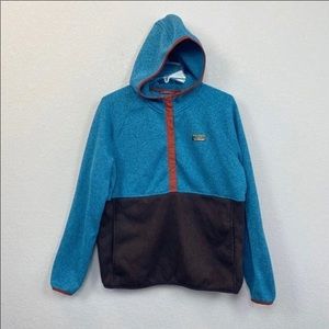 L.L Bean Colorblock Snap Fleece Pullover Hoodie